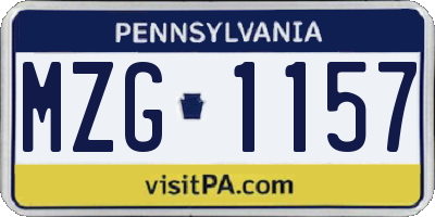 PA license plate MZG1157