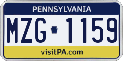 PA license plate MZG1159