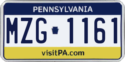 PA license plate MZG1161