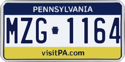 PA license plate MZG1164