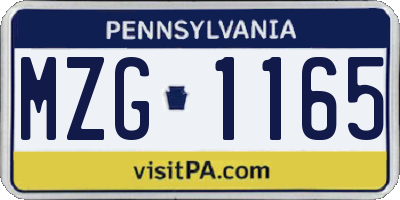 PA license plate MZG1165