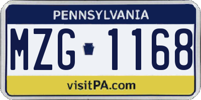 PA license plate MZG1168