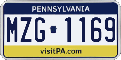 PA license plate MZG1169
