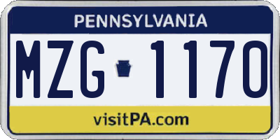 PA license plate MZG1170