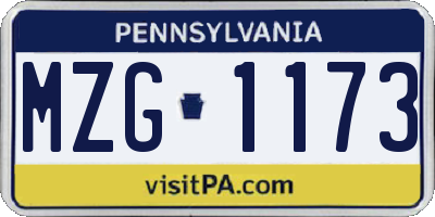 PA license plate MZG1173