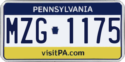 PA license plate MZG1175