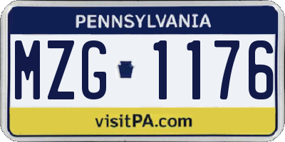 PA license plate MZG1176