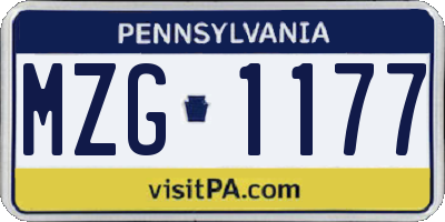 PA license plate MZG1177