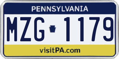 PA license plate MZG1179