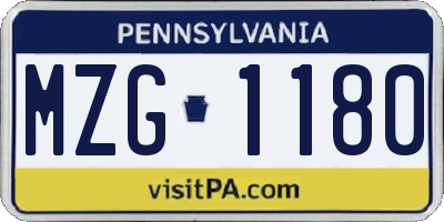 PA license plate MZG1180