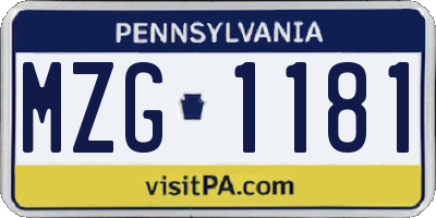 PA license plate MZG1181