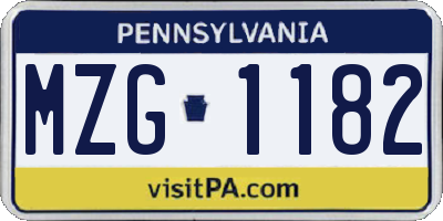 PA license plate MZG1182