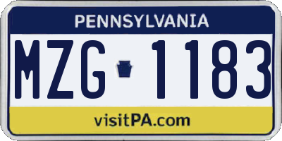 PA license plate MZG1183