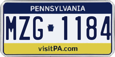 PA license plate MZG1184