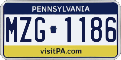 PA license plate MZG1186