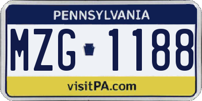 PA license plate MZG1188