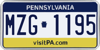 PA license plate MZG1195