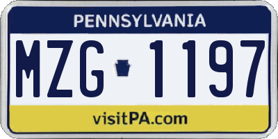PA license plate MZG1197