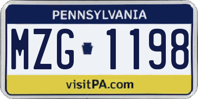 PA license plate MZG1198