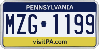 PA license plate MZG1199