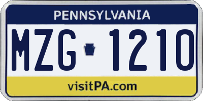 PA license plate MZG1210