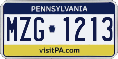 PA license plate MZG1213