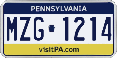 PA license plate MZG1214