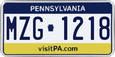 PA license plate MZG1218