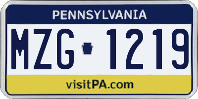 PA license plate MZG1219