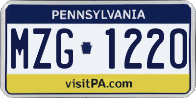PA license plate MZG1220
