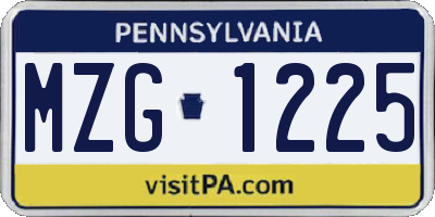 PA license plate MZG1225