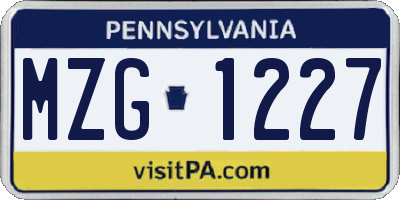 PA license plate MZG1227