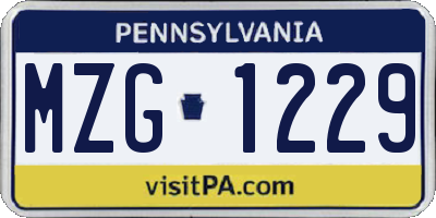 PA license plate MZG1229