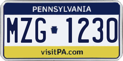 PA license plate MZG1230
