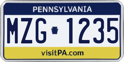 PA license plate MZG1235