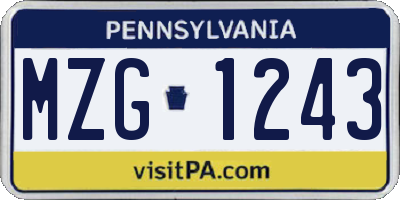 PA license plate MZG1243