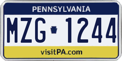 PA license plate MZG1244