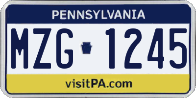 PA license plate MZG1245