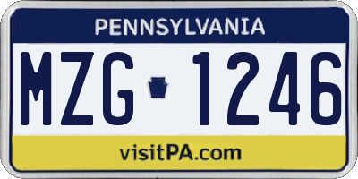 PA license plate MZG1246