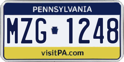 PA license plate MZG1248