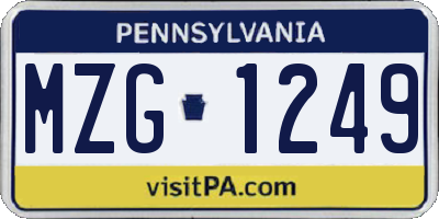 PA license plate MZG1249