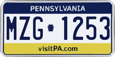 PA license plate MZG1253