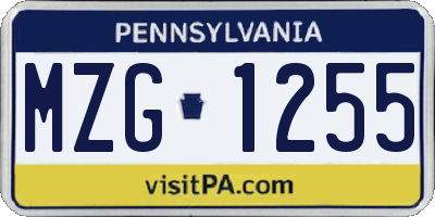 PA license plate MZG1255