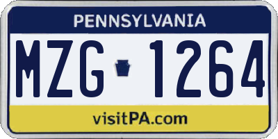 PA license plate MZG1264