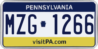 PA license plate MZG1266
