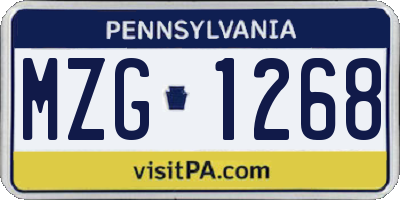 PA license plate MZG1268