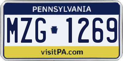 PA license plate MZG1269