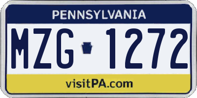 PA license plate MZG1272