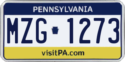 PA license plate MZG1273