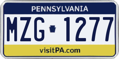 PA license plate MZG1277